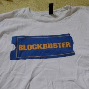 Men's White XL Blockbuster Video Movie Retro Nostalgia VHS DVD Video Game Shirt